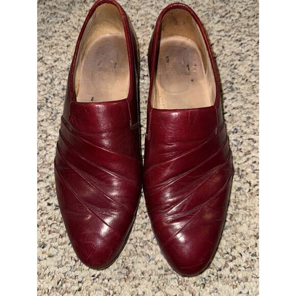 Vintage stacy adams Burgundy Leather Loafers 9 1/2 Made In Spain‎ Style 23222 - Picture 1 of 11